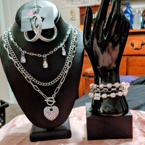 Paparazzi Silver Necklace Set with Purple Accents